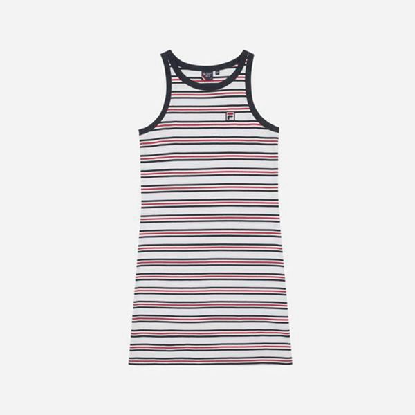 Vestidos Fila Mulher Branco/Vermelhas - Fila Striped En Portugal,XCJU-64713